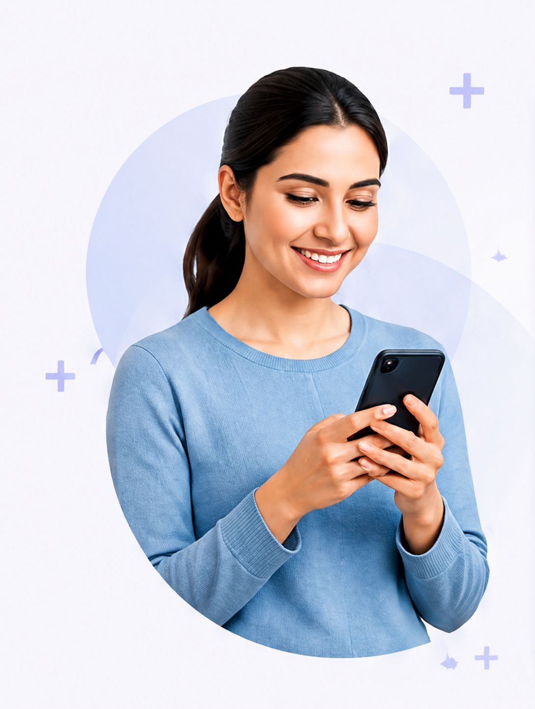 Woman searching for lab tests on her phone